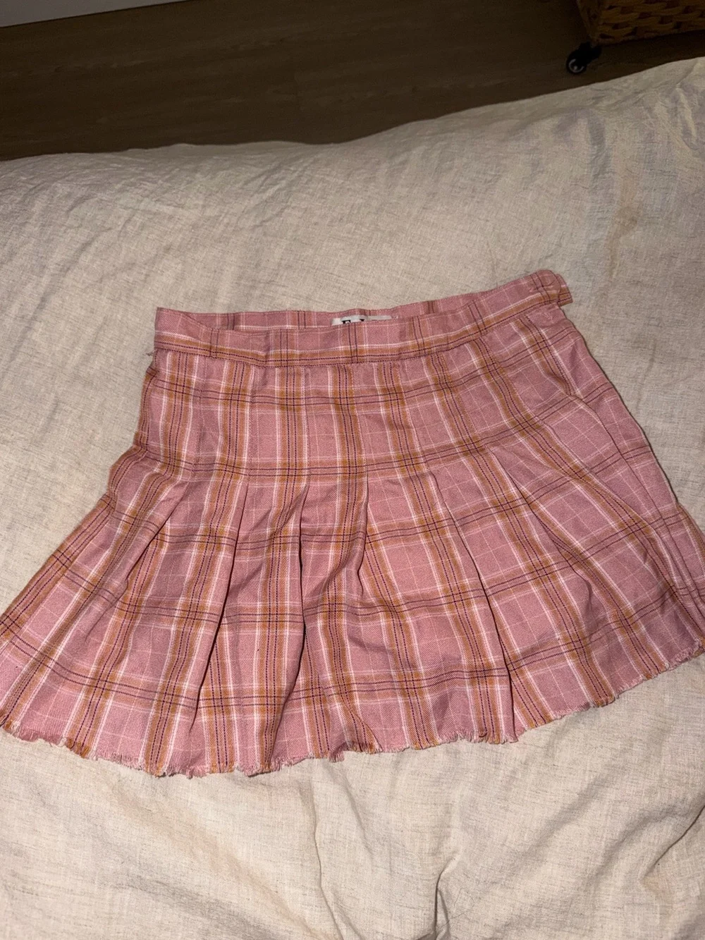 Pink Plaid Pleated Mini Skirt - Women's Skirt